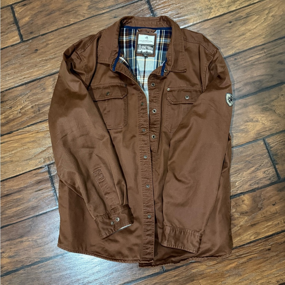 Legendary Whitetails Men's Journeyman Flannel Lined Shirt Jacket in Rust Color